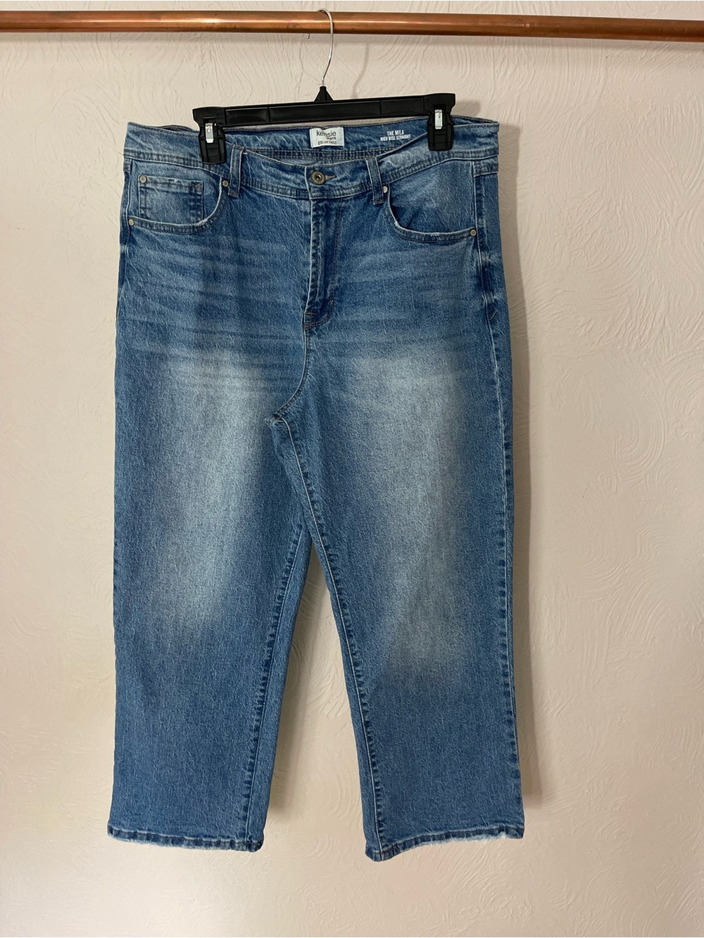 Kensie The Mila High Rise Straight Jeans - Light Blue